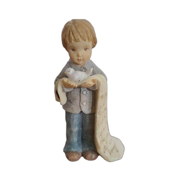 Foundations by Karen Hahn Boy With Bird and Blanket Confirmation Cute Figurine - Picture 1 of 9